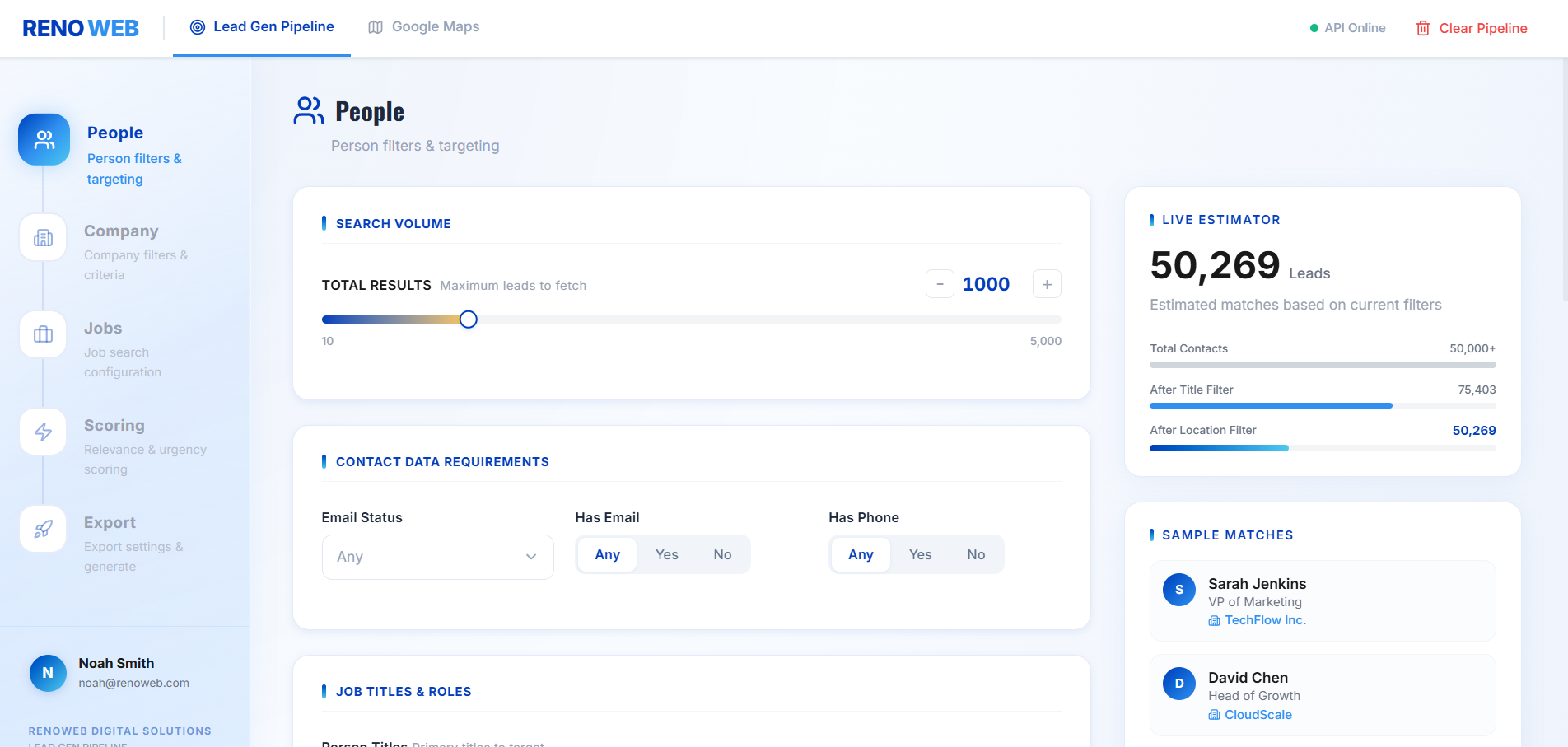 dashboard interface